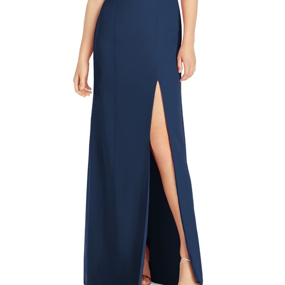 NEW 6810 AFTER SIX Midnight Blue V-Neck Ruffle Sleeve Bridesmaid Evening DRESS 0 - Picture 7 of 13